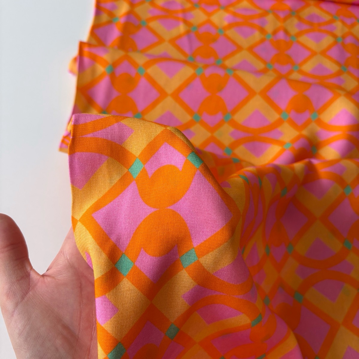 Viscosa - Geometric pattern orange pink - Imagen 3